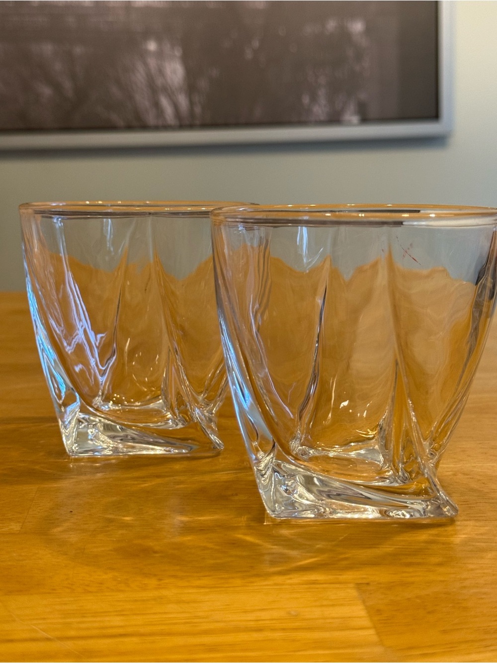 Mikasa Crystal "Motion" Twist Base Double Old Fashioned Glasses 3 3/4" Set Of 2